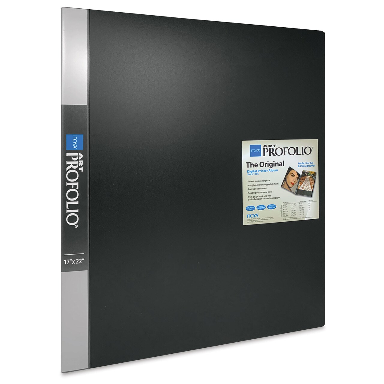 Itoya Original Art Profolio - 22" x 17", Black, Portrait, 24 Pages